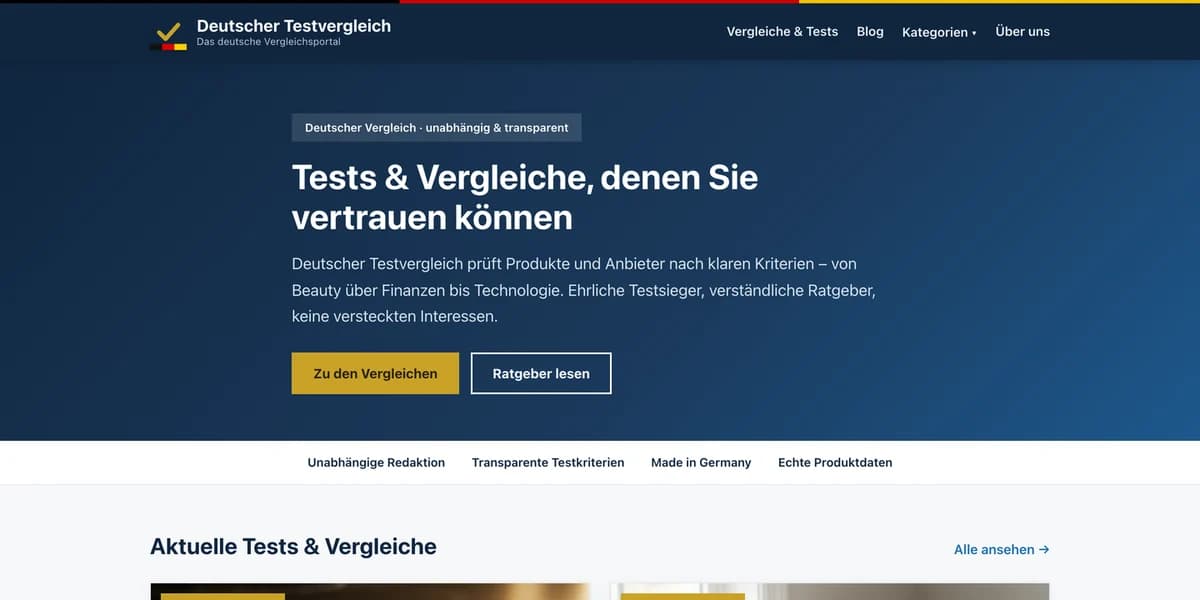 Webseite von Deutscher Testvergleich