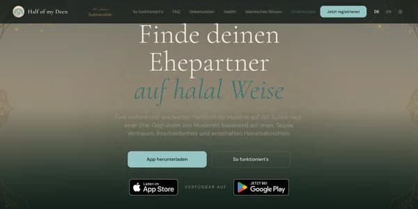 Webseite von Half of My Deen